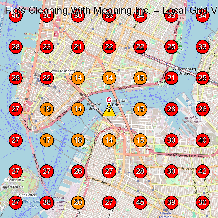 Flo's Cleaning With Meaning Inc. GeoGrid visibility map for Commercial Cleaning Service in None